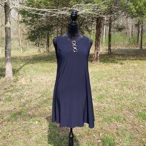 MSK Navy Midi Dress with Silver Accents